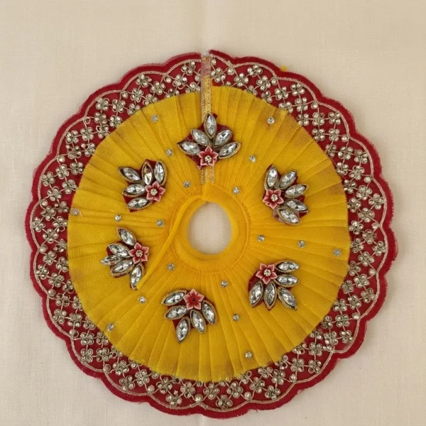 Laddu Gopal Kundan Floral Work Poshak – Yellow